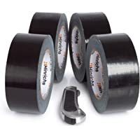 Hinrichs 4 Rollos de Cinta Americana 50m x 50 mm - Cinta Adhesiva Negra - Duct Tape para Interiores y Exteriores